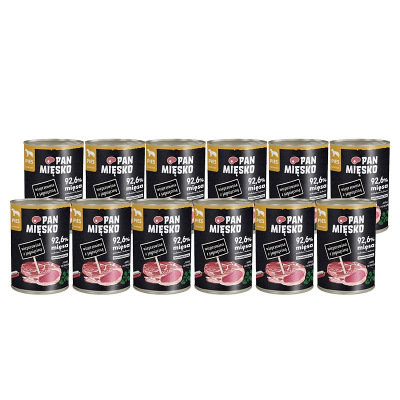 Pan Mięsko karma mokra dla psa Wieprzowina z jagnięciną zestaw 12 x 400 g