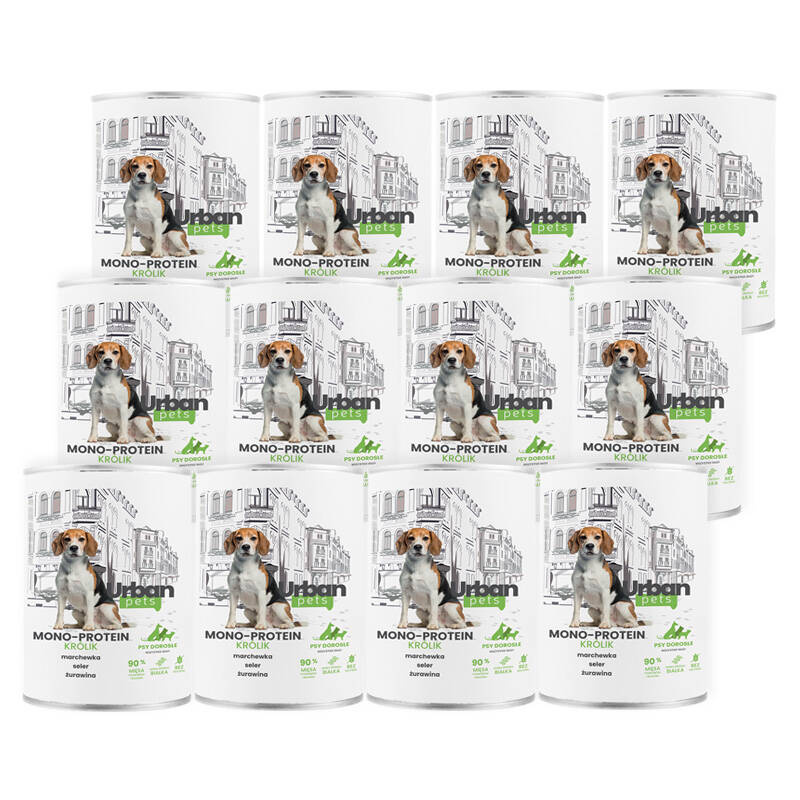 Over Zoo Urban Pets Mono Protein Mokra karma dla psa z królikiem zestaw 12 x 400 g