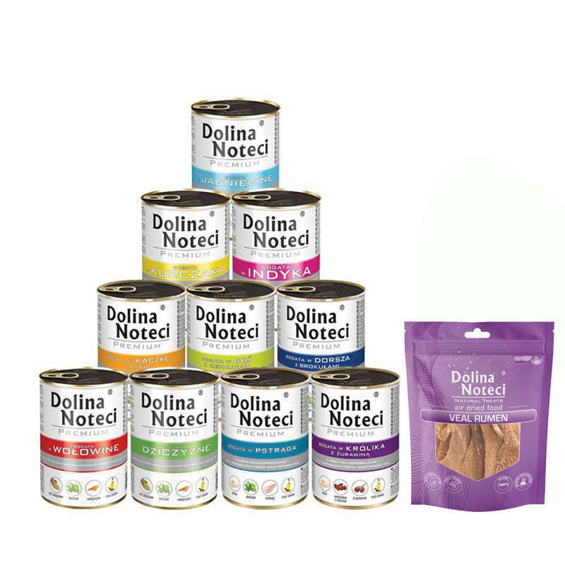 Mokra karma dla psa Dolina Noteci Premium Mix 48 x 400 g + gratis Dolina Noteci Natural Treats Veal Rumen żwacze cielęce przysmak dla psa 100 g