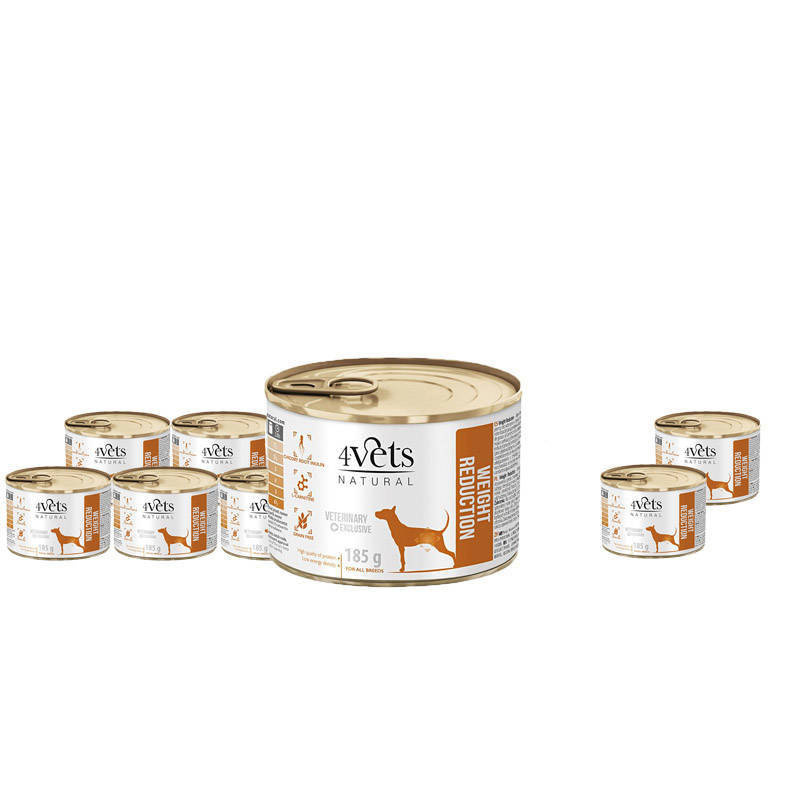 Mokra karma weterynaryjna dla psa z nadwagą 4Vets Natural Weight Reduction 6 x 185 g + gratis 2 x 185 g 4Vets Weight Reduction