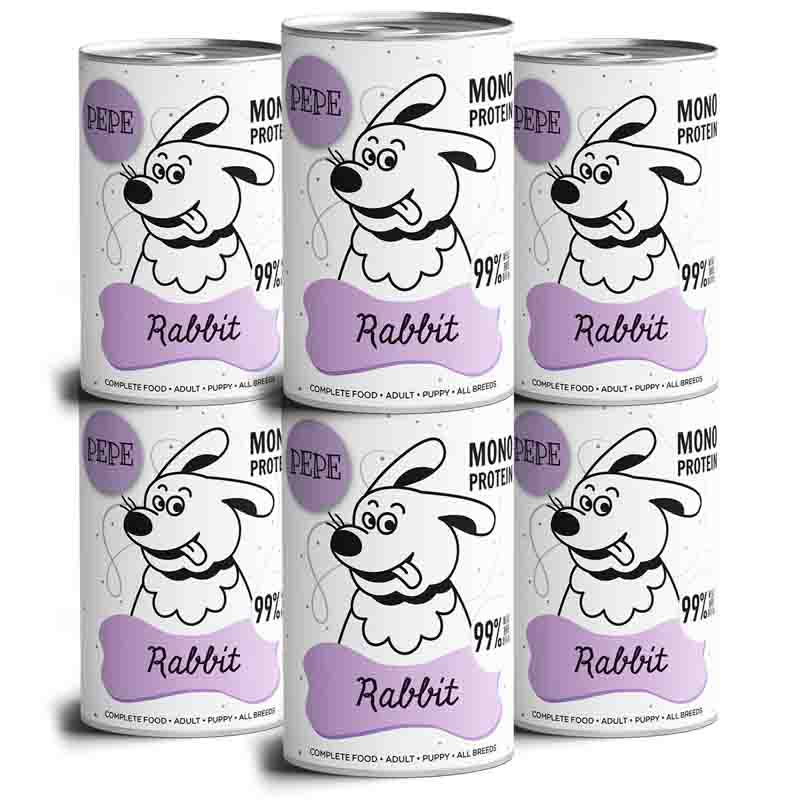 Paka Zwierzaka Karma mokra PEPE Rabbit (królik) zestaw 6 x 400 g
