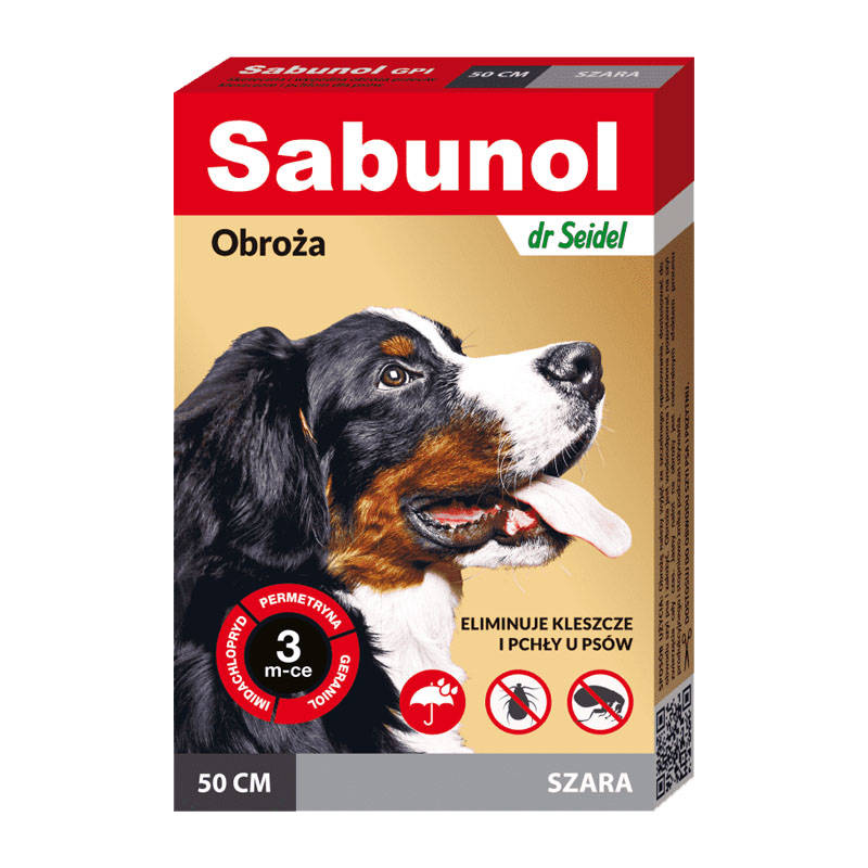 Dermapharm sabunol obroża dla psa przeciw pchłom szara 50 cm Dostawa GRATIS od 159 zł + super okazje
