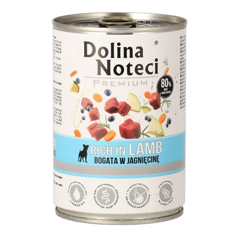 Karma mokra dla psa Dolina Noteci Premium bogata w jagnięcinę 400 g