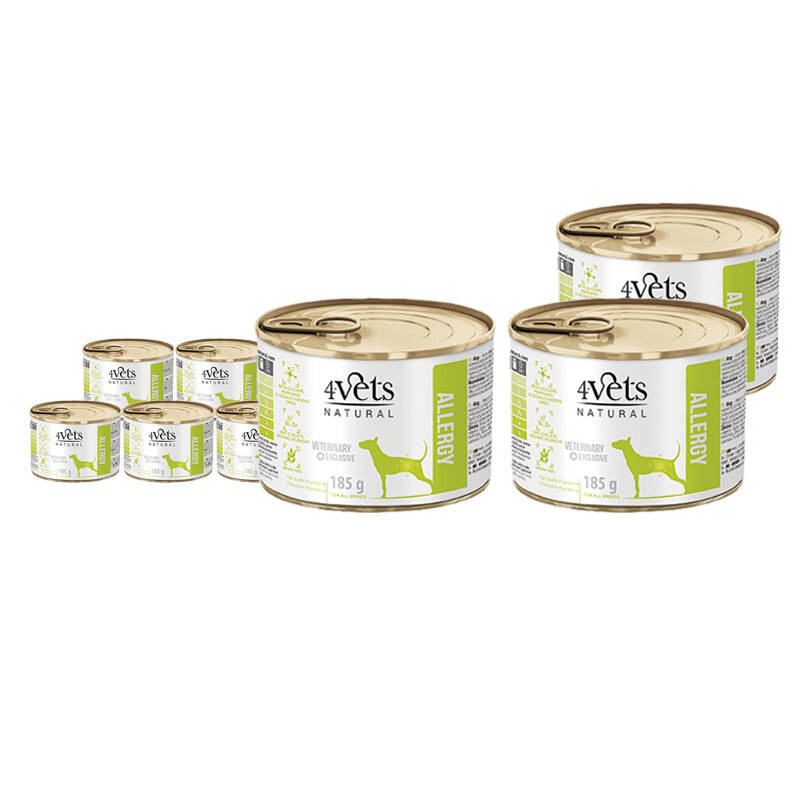 Mokra karma weterynaryjna dla psa z alergią 4Vets Natural Allergy 6 x 185 g + 2 szt. gratis