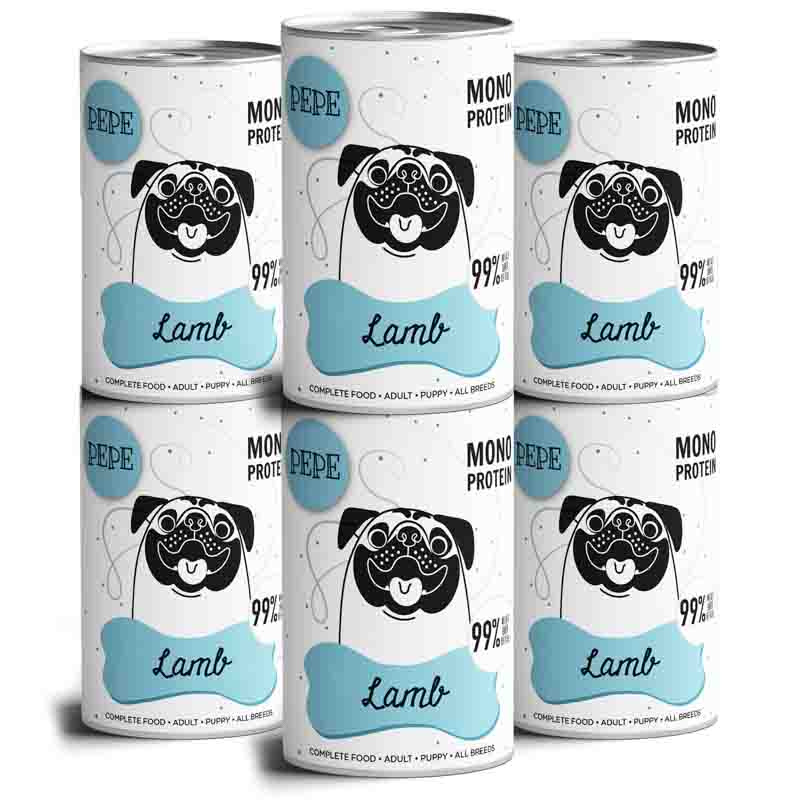 Paka Zwierzaka Karma mokra PEPE Lamb (jagnięcina) zestaw 6 x 400 g
