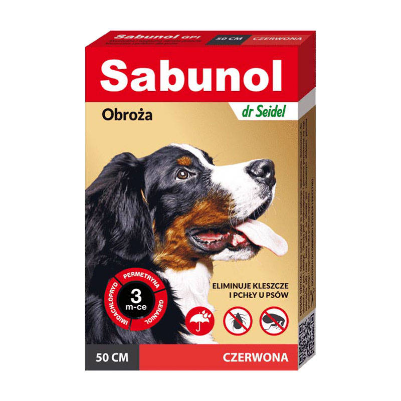 Dermapharm sabunol obroża dla psa przeciw pchłom i kleszczom czerwona 50 cm Dostawa GRATIS od 159 zł + super okazje