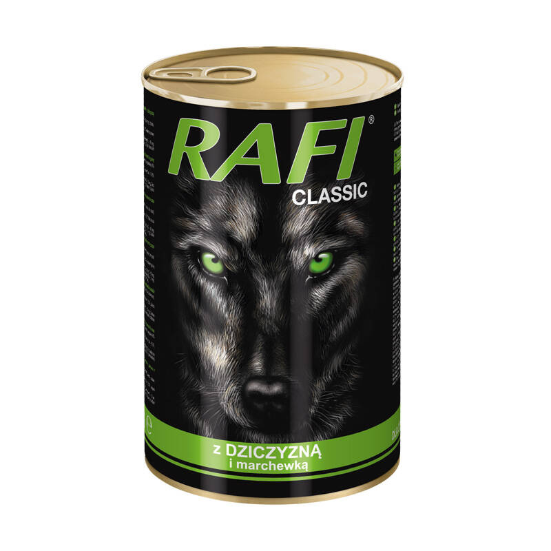 Rafi Classic Puszka dla Psa Kawałki Dziczyzny I Marchewki w Sosie 1240 g Dostawa GRATIS od 95 zł + super okazje