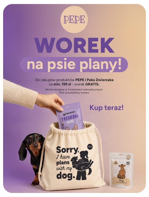 Worek Pepe gratis do zakupu produktów Paka Zwierzaka