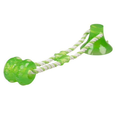 Zabawka Duvo+ gumowa z przyssawką + sznur Zielona