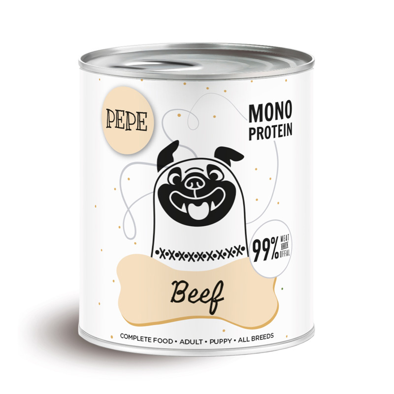 Paka Zwierzaka PEPE Beef Karma mokra dla psa wołowina 800 g