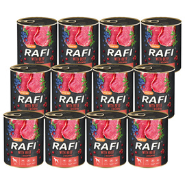 Mokra karma dla psa Rafi z wołowiną zestaw 12 x 800 g