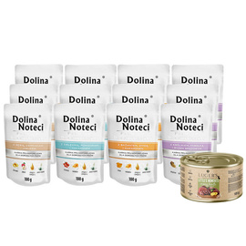 Mokra karma dla psów małych ras Dolina Noteci Premium Mix 12 x 100 g + gratis Luger's Little's Moments z sercami z gęsi 185 g