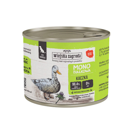Wiejska Zagroda mokra karma monobiałkowa dla psa kaczka 200 g