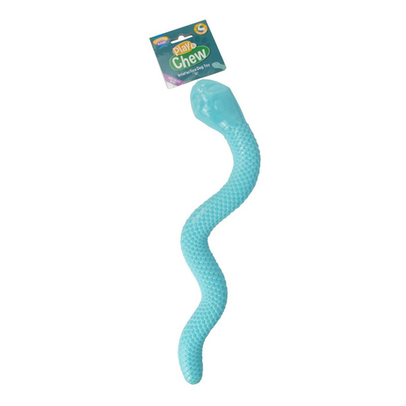 Cooper & Pals Zabawka z piszczałką dla psa wąż niebieski 38 cm