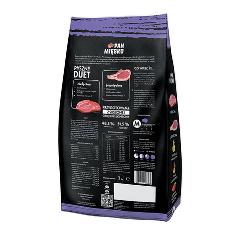 Pan Mięsko Karma sucha dla psa senior Cielęcina z jagnięciną chrupki M 3 kg