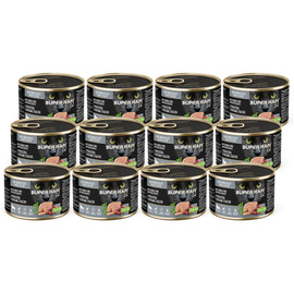 Karma mokra dla kotów sterylizowanych Super Rafi Cat z perliczką i sercami z kaczki zestaw 12 x 185 g