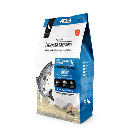 Karma sucha dla psa monoproteinowa Wiejska Zagroda Łosoś S/M 2 kg (dorosły)