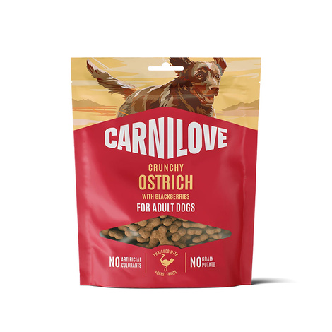 Carnilove Dog Crunchy Snack Mięsne chrupiące przysmaki dla psów ze strusiem i jeżynami 200 g