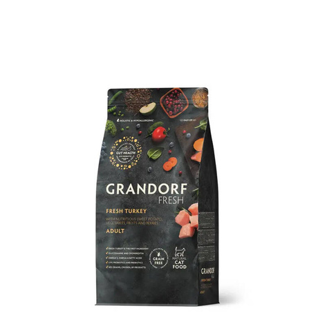 Grandorf Cat Fresh Turkey Adult Karma sucha dla dorosłych kotów z wrażliwym układem pokarmowym Indyk 400 g