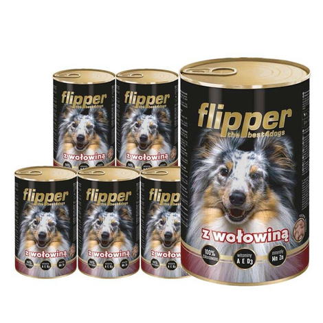 Flipper Mokra karma dla psa z wołowiną zestaw 6 x 1240 g