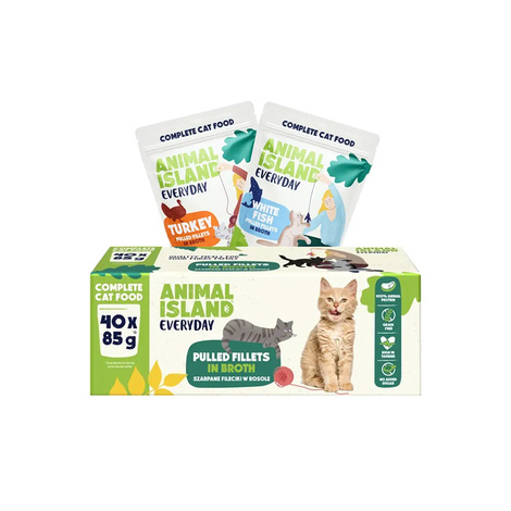 Animal Island Everyday Karma mokra dla kota indyk / biała ryba 40 x 85 g