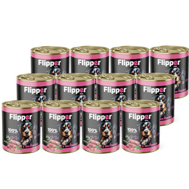 Mokra karma dla psa Flipper Pate z wołowiną zestaw 12 x 800 g