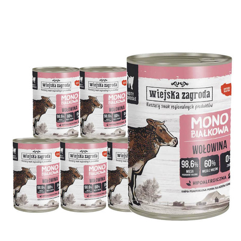 Wiejska Zagroda mokra karma monobiałkowa dla kota wołowina zestaw 12 x 400 g