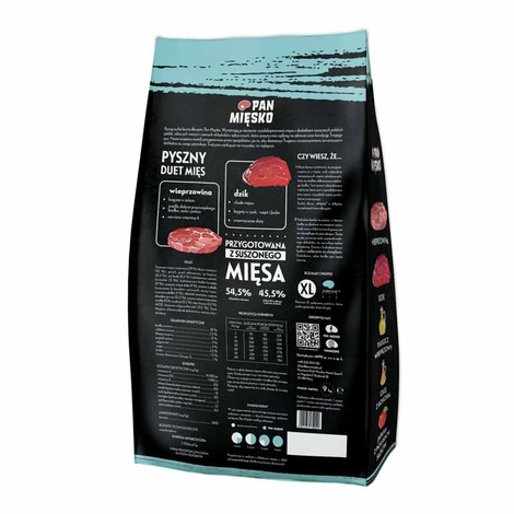 Pan Mięsko Sucha Karma dla psa wieprzowina z dzikiem chrupki XL 9 kg