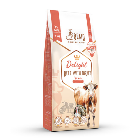 Bemo Delight - karma sucha dla psa z wołowiną i indykiem dla psów małych i średnich ras S/M 3 kg 