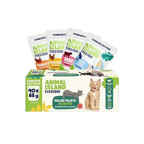 Animal Island Everyday Karma mokra dla kota wołowina / kurczak / indyk / biała ryba 40 x 85 g