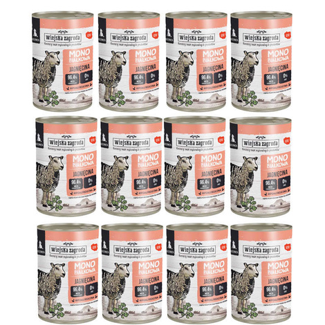 Wiejska Zagroda mokra karma monobiałkowa dla psa jagnięcina dla szczeniąt zestaw 12 x 400 g