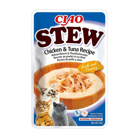 INABA STEW Potrawka z kurczaka i tuńczyka w kremowym sosie dla kota 40 g