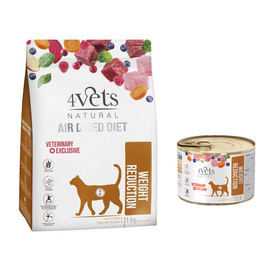 4Vets Natural Weight Reduction karma suszona dla kotów z nadwagą i otyłością 1 kg + Weight Reduction karma morka185 g GRATIS