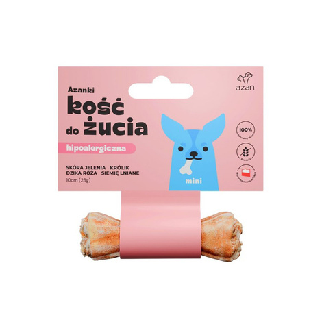 Azanki Kość ze skóry jelenia dla psa mini 10 cm