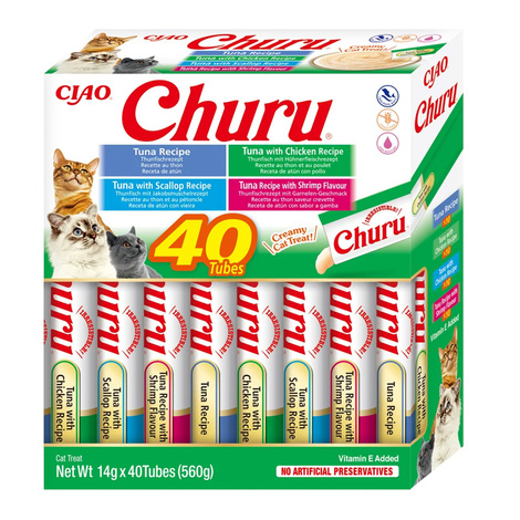 Inaba Cat Churu Seafood Przysmak dla kota pakiet mix smaków 40 x 14 g