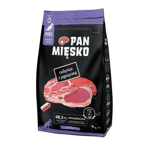 Pan Mięsko Karma sucha dla psa senior Cielęcina z jagnięciną chrupki M 9 kg