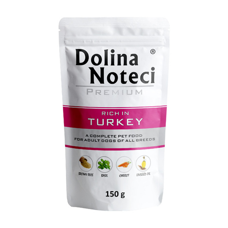 Mokra karma dla psa Dolina Noteci Premium bogata w indyka saszetka 150 g