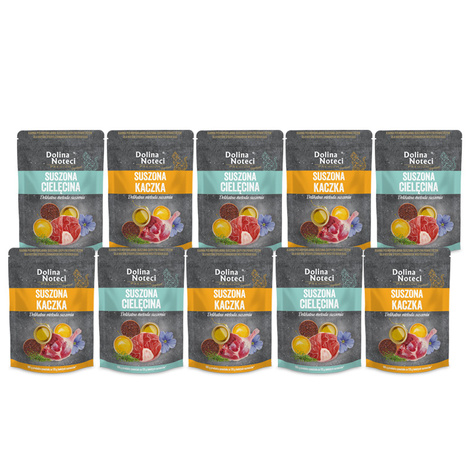 Dolina Noteci Premium Karma suszona dla kota po sterylizacji cielęcina i kaczka zestaw 10 x 150 g