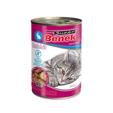 Super Benek Karma mokra dla kota bezzbożowe kąski z królikiem w sosie 415 g