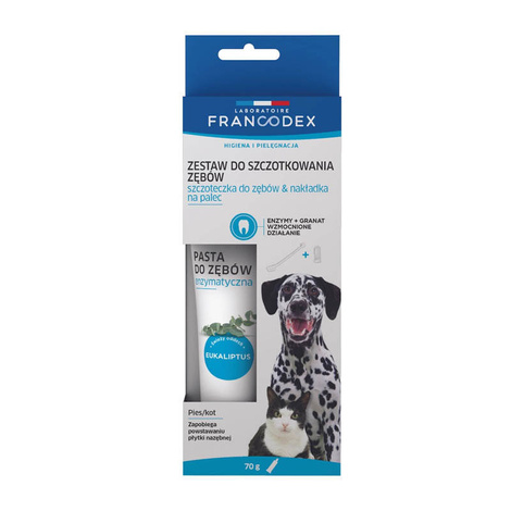 Francodex Zestaw do czyszczenia zębów szczoteczka i pasta enzymatyczna 70 g
