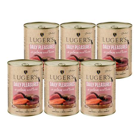 Karma mokra dla kota Luger's Daily Pleasures Sterilised z łososiem i tuńczykiem zestaw 6 x 400 g