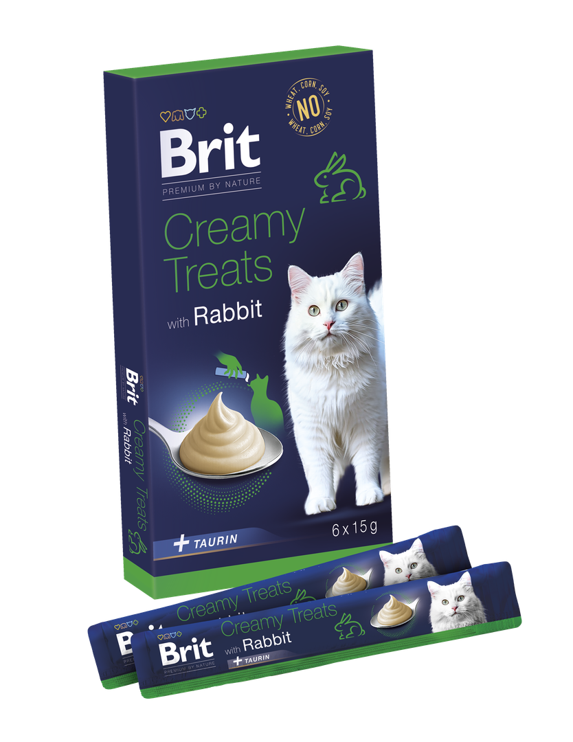 Brit Cat Creamy Treats Karma mokra przysmak dla kota z królikiem 6 x 15 g