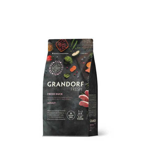 Grandorf Cat Fresh Duck Adult Karma sucha dla dorosłych kotów o wrażliwym układzie pokarmowym Kaczka 400 g