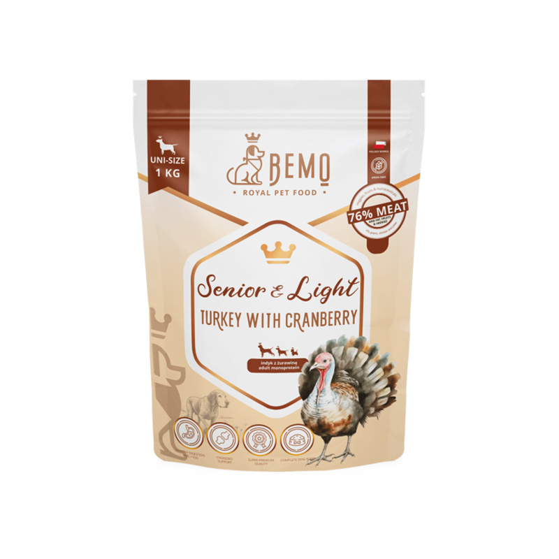 Bemo Senior&Light karma sucha dla psów starszych i z nadwagą indyk monoproteinowa bezzbożowa 1 kg