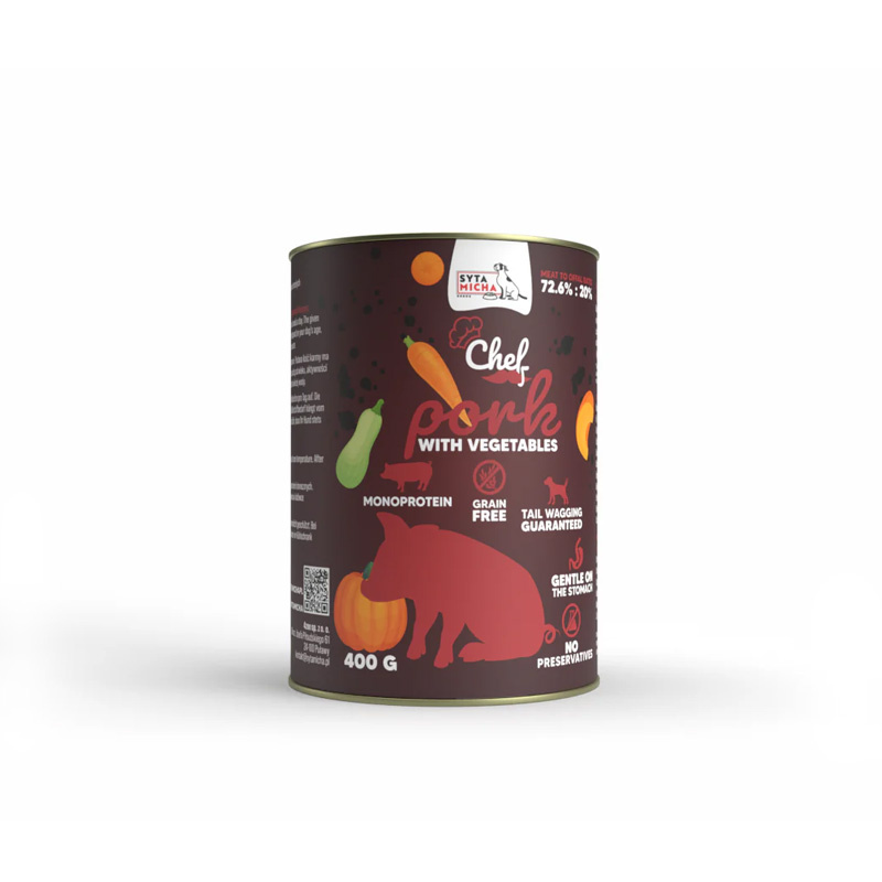 Syta Micha Chef Karma mokra dla psa Wieprzowina z warzywami 400 g