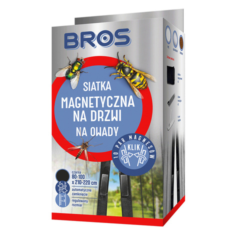 Bros Siatka na drzwi przeciw owadom magnetyczna czarna 100 x 220 cm