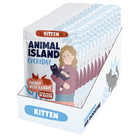 Animal Island karma dla kociąt indyk i królik 12 x 85 g 