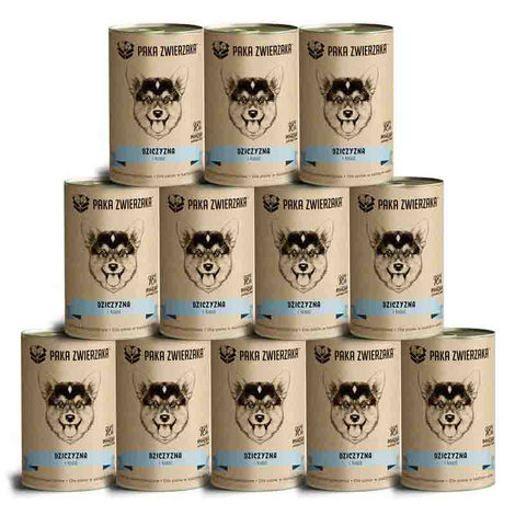 Paka Zwierzaka Karma mokra dla psa Dziczyzna i łosoś 12 x 400 g