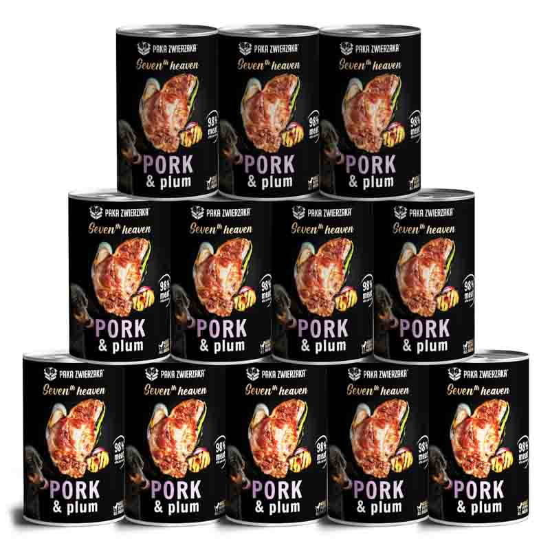 Paka Zwierzaka Karma mokra dla psa SH Pork & plum Schab ze śliwką zestaw 12 x 400 g