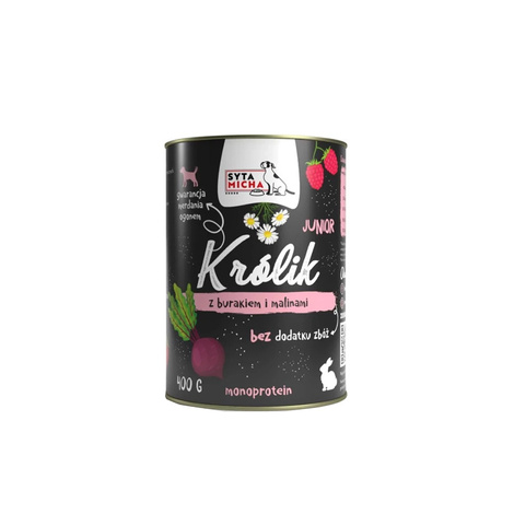 Syta Micha Junior mokra karma dla szczeniąt królik z burakiem i malinami 400 g